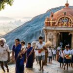 Devotees heading toward Chamundeshwari Temple on Chamundi Hill.