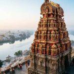 Kanaka Durga Temple on a hill overlooking Vijayawada.