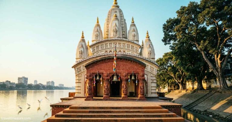 Dakshineswar Kali Temple on the riverbank in Kolkata.