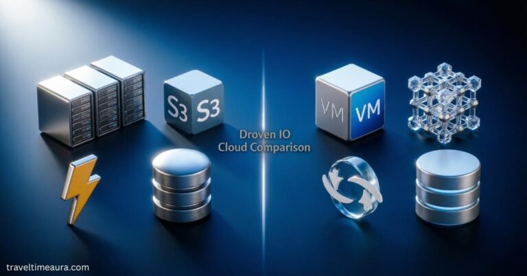 AWS and Azure comparison graphic showing cloud services side by side.