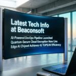 Modern office display showing the latest tech updates at Beaconsoft