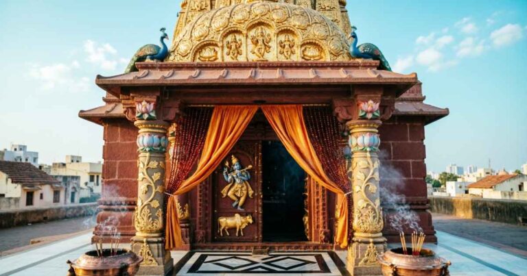 Shyam Mandir Surat in Surat showing a decorated Hindu temple entrance.