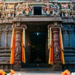 Entrance of Tadbund Hanuman Temple with traditional temple architecture.