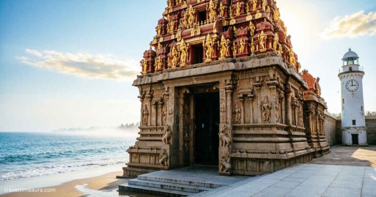 Tiruchendur Murugan Temple entrance near the sea.